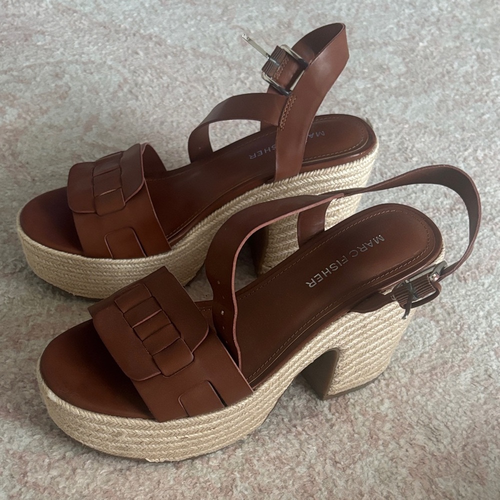 Marc Fisher Tan Platform Sandals